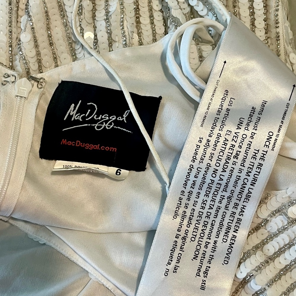 Mac Duggal Ivory Beaded Spaghetti Strap Maxi Gown Prom - Picture 7 of 7